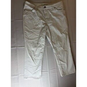 Tommy Bahama Ella Twill Jeans Women's 14/24 White Denim High-Rise Straight Crop